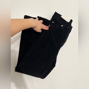 7 for All Mankind Black Corduroy Straight Kick Pants NWT